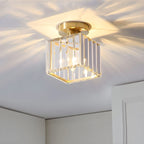 Ceiling Light Low-Profile Faceted Crystal Glass E27 Socket