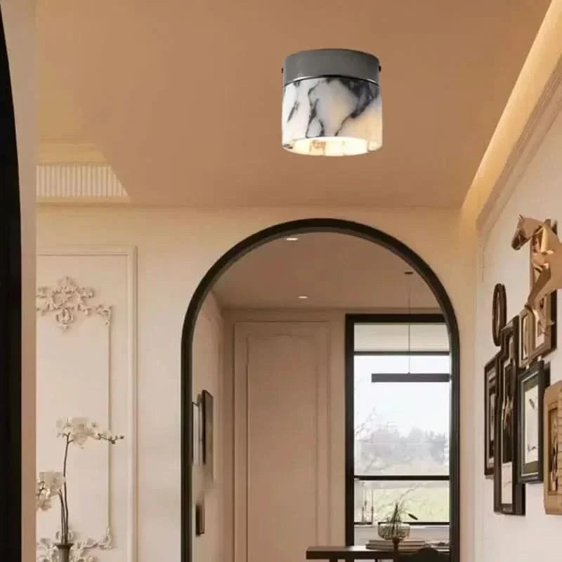 Ceiling Light Marble-Effect LED Cylinder
