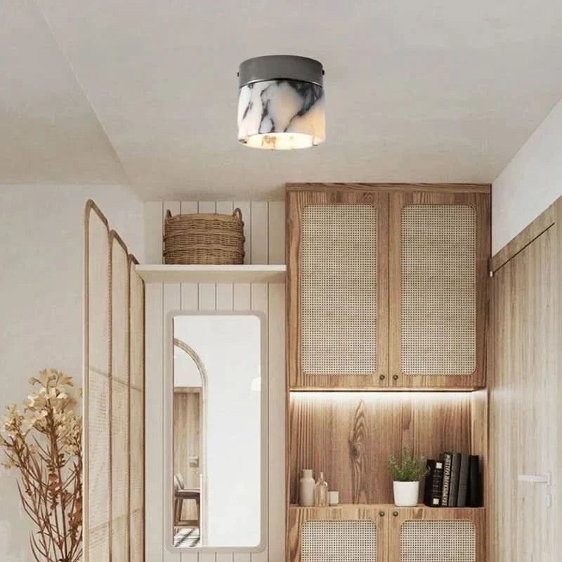 Ceiling Light Marble-Effect LED Cylinder