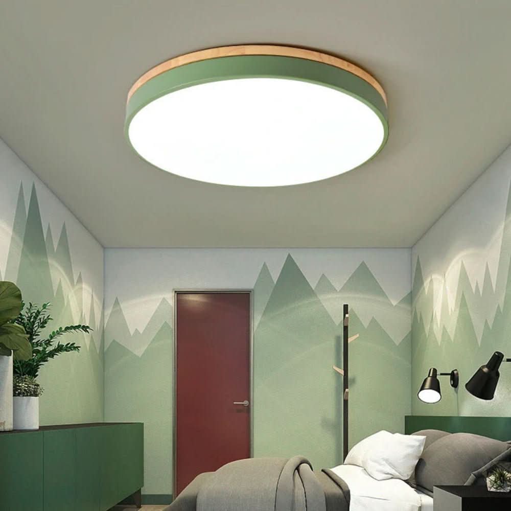 Ceiling Light Natural Wood Accent Three Light Tones