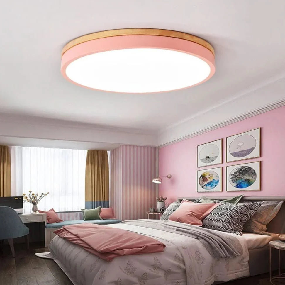Ceiling Light Natural Wood Accent Three Light Tones