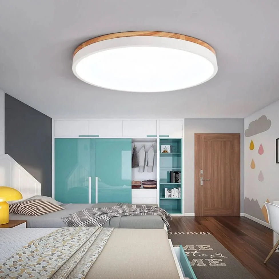 Ceiling Light Natural Wood Accent Three Light Tones