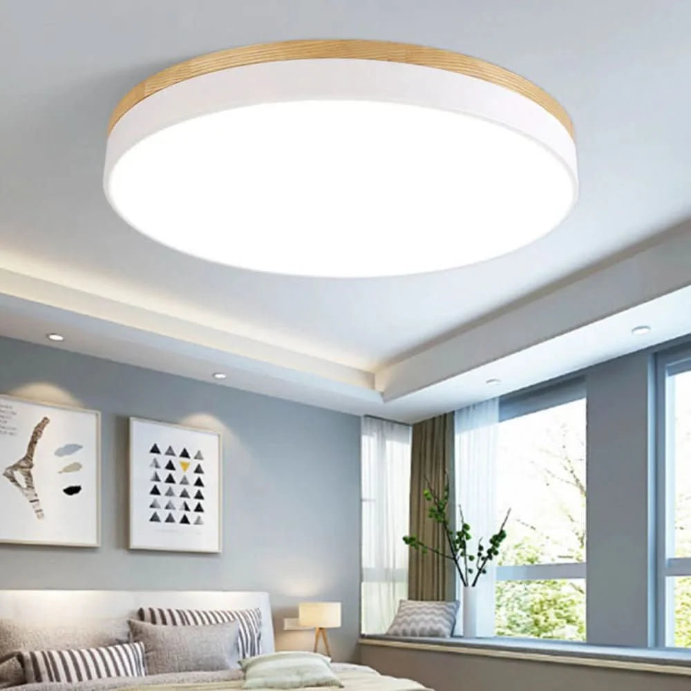 Ceiling Light Natural Wood Accent Three Light Tones