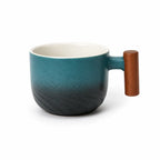 Ceramic Espresso Cup Cool-Touch Wooden Handle 180ml