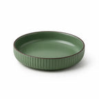 Ceramic Serving Plate Hand-Glazed Striped Edge