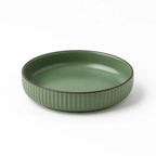 Ceramic Serving Plate Hand-Glazed Striped Edge