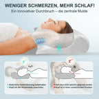 Cervical Support Pillow 2-Zone Contoured Memory Foam Washable Cover
