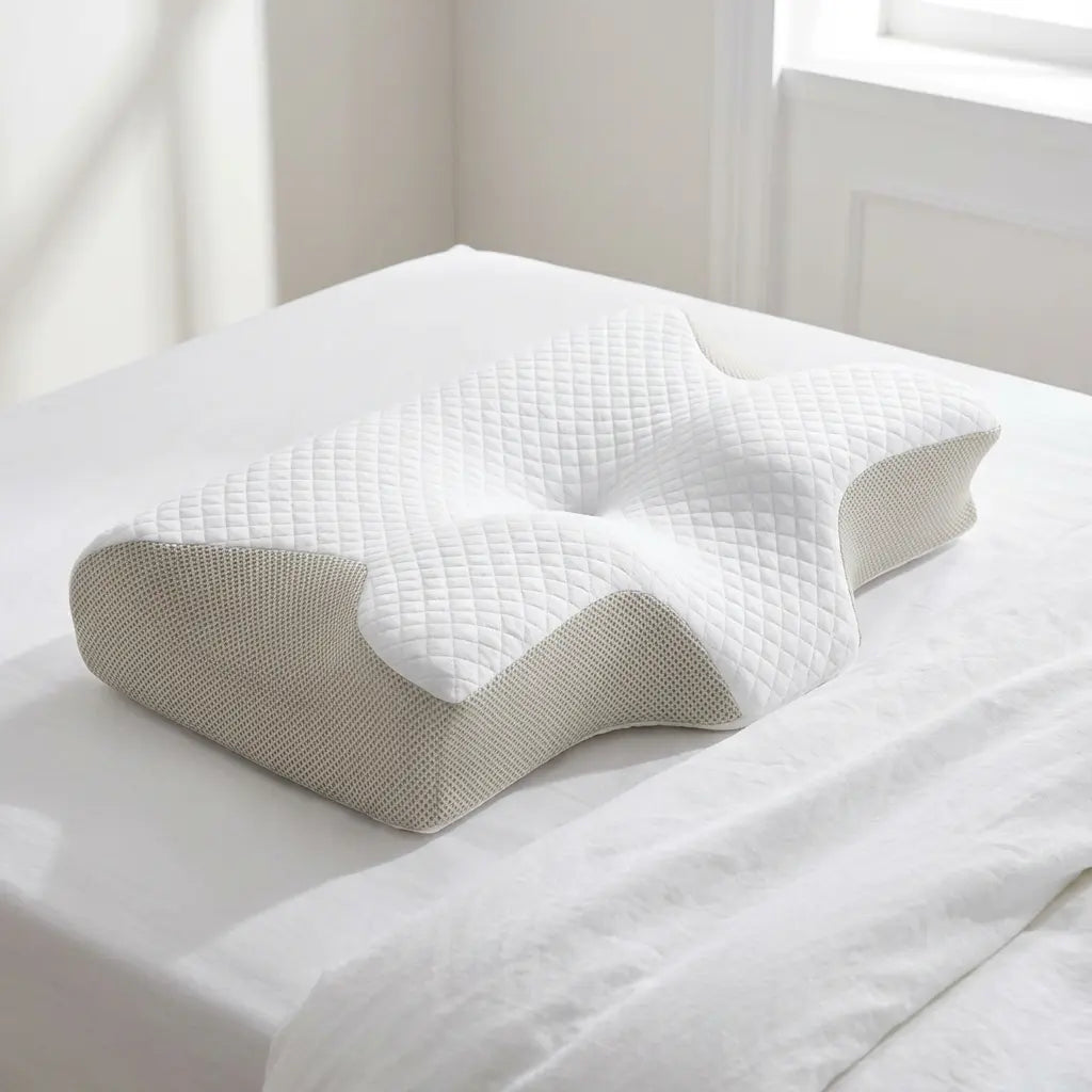 Cervical Support Pillow 2-Zone Contoured Memory Foam Washable Cover