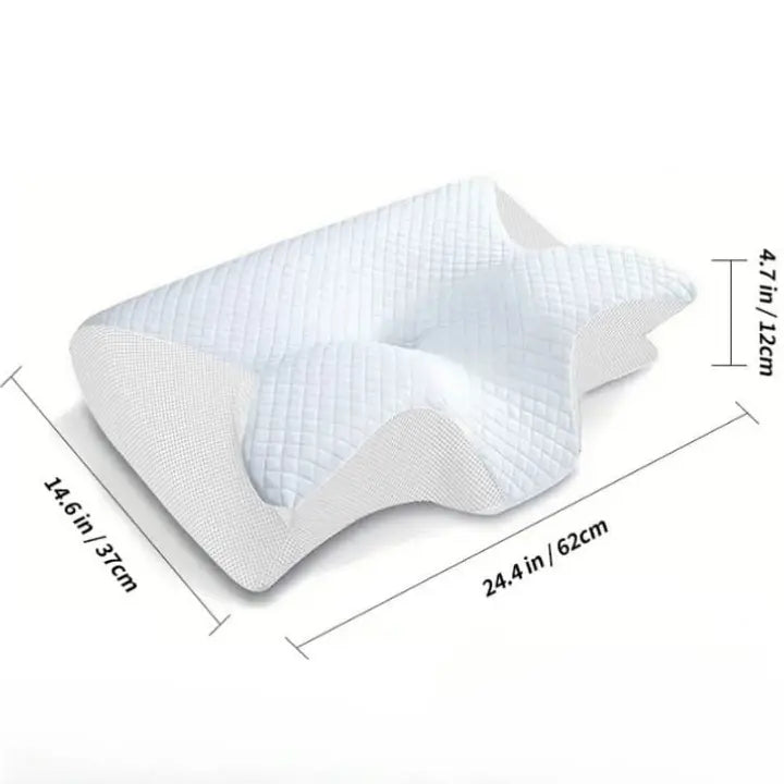 Cervical Support Pillow 2-Zone Contoured Memory Foam Washable Cover