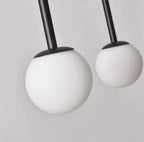 Chandelier Frosted Glass Globes Sculptural Curved Metal Frame