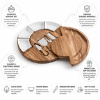 Charcuterie Board Acacia Wood Ceramic Bowls & Stainless Steel Knives