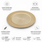Charger Plate Textured Sunburst Metallic Lightweight & Durable
