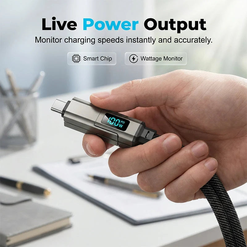 Charging Cable 4-in-1 Digital Power Display Keychain