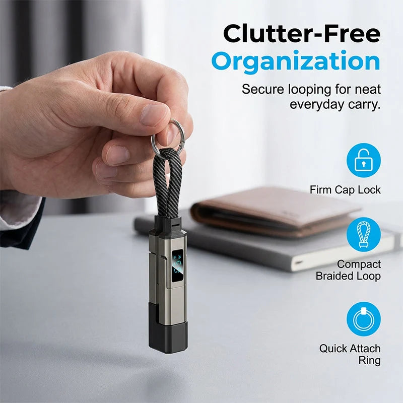 Charging Cable 4-in-1 Digital Power Display Keychain