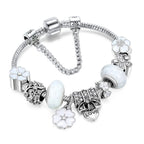 Charm Bracelet Sterling Silver Floral Adjustable