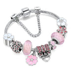 Charm Bracelet Sterling Silver Floral Adjustable
