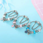 Charm Bracelet Sterling Silver Floral Adjustable