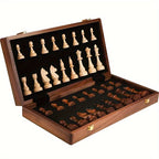 Chess Set Foldable Solid Hardwood Integrated Storage
