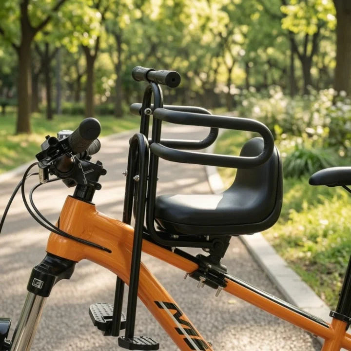 Child Bike Seat Front-Mounted Foldable Footrests & Padded Seat