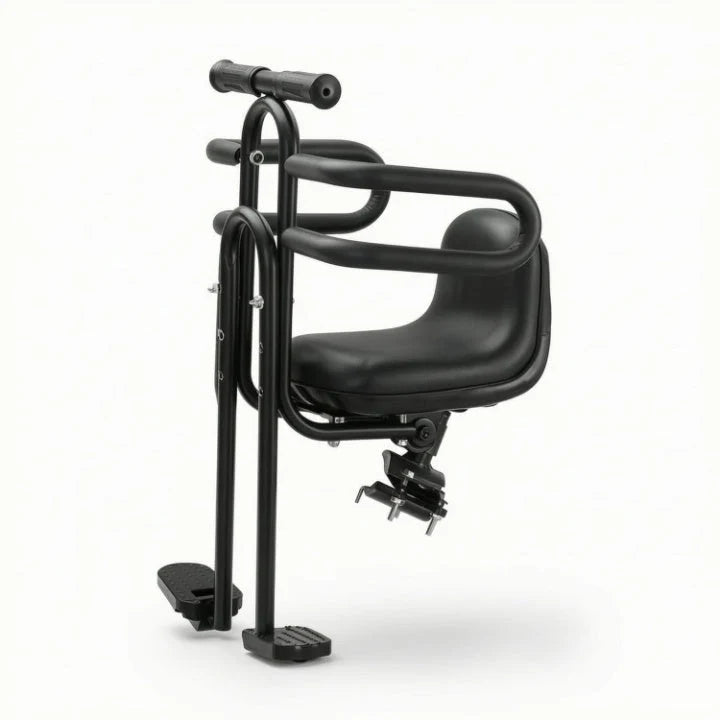 Child Bike Seat Front-Mounted Foldable Footrests & Padded Seat