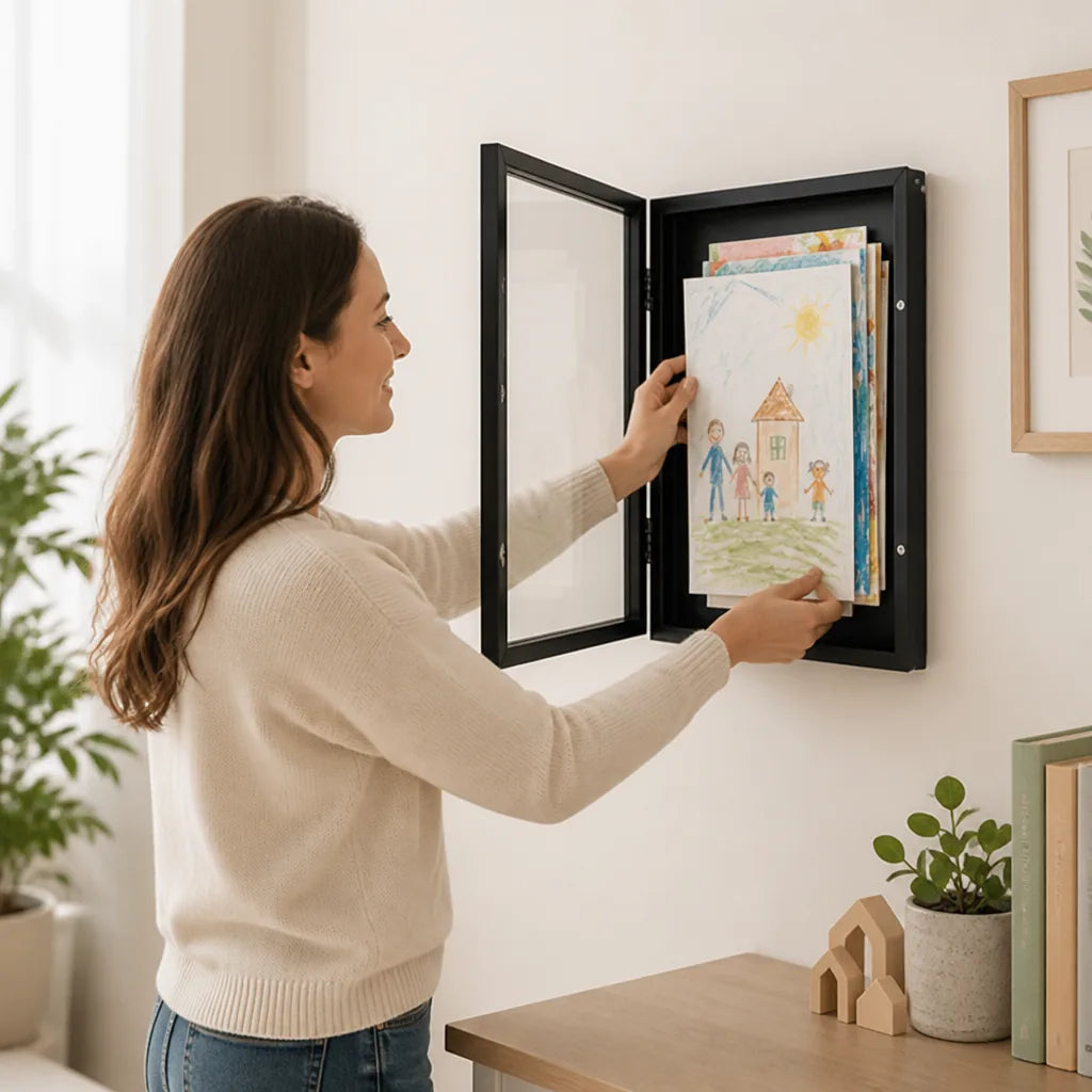 Children's Artwork Frame Front-Opening Tool-Free Wall-Mountable Two Sizes