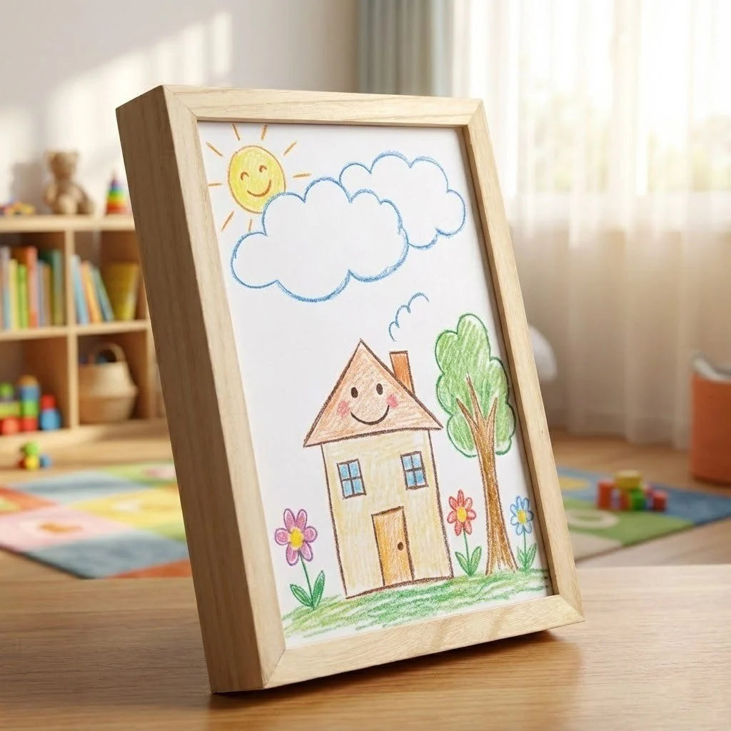 Children's Artwork Frame Wooden Front-Opening Integrated Storage