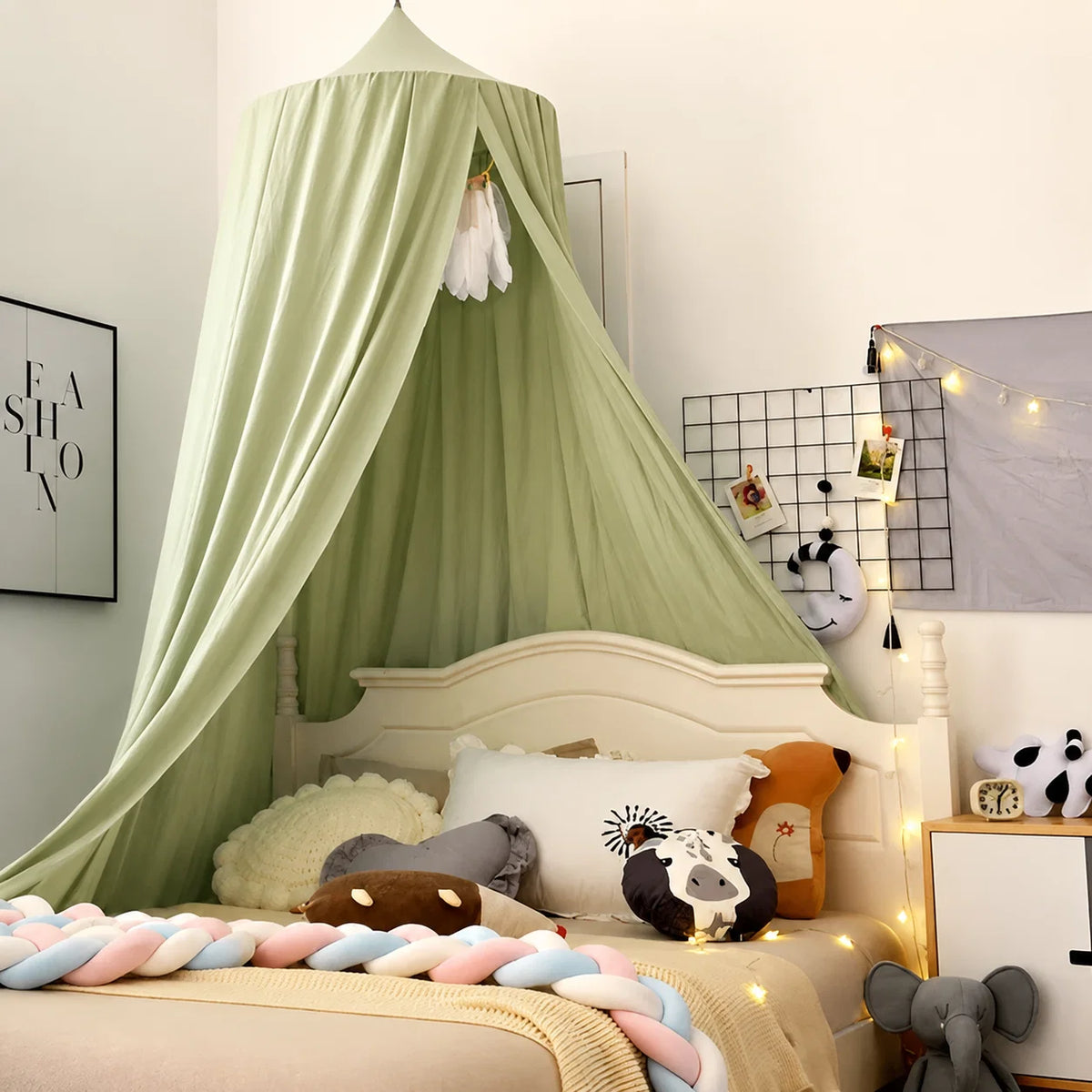 Children's Bed Canopy Breathable Cotton-Blend Single-Point Hanging