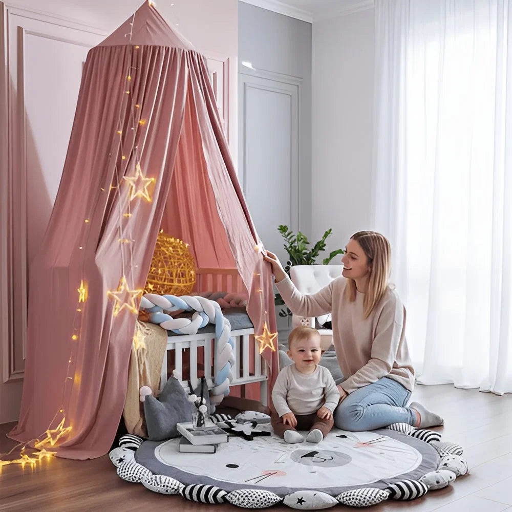 Children's Bed Canopy Breathable Polyester-Cotton Single-Point Hanging