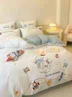 Children's Bedding Set Reversible Space Design Cotton Blend