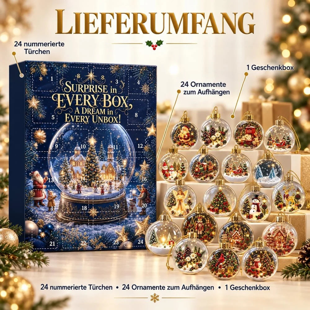 Christmas Bauble Advent Calendar 24-Day Countdown With 24 Ornaments