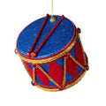 Christmas Drum Ornament Harlequin Pattern Glittered Drumsticks