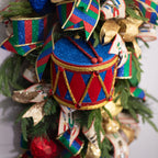 Christmas Drum Ornament Harlequin Pattern Glittered Drumsticks