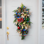 Christmas Drum Ornament Harlequin Pattern Glittered Drumsticks