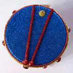 Christmas Drum Ornament Harlequin Pattern Glittered Drumsticks