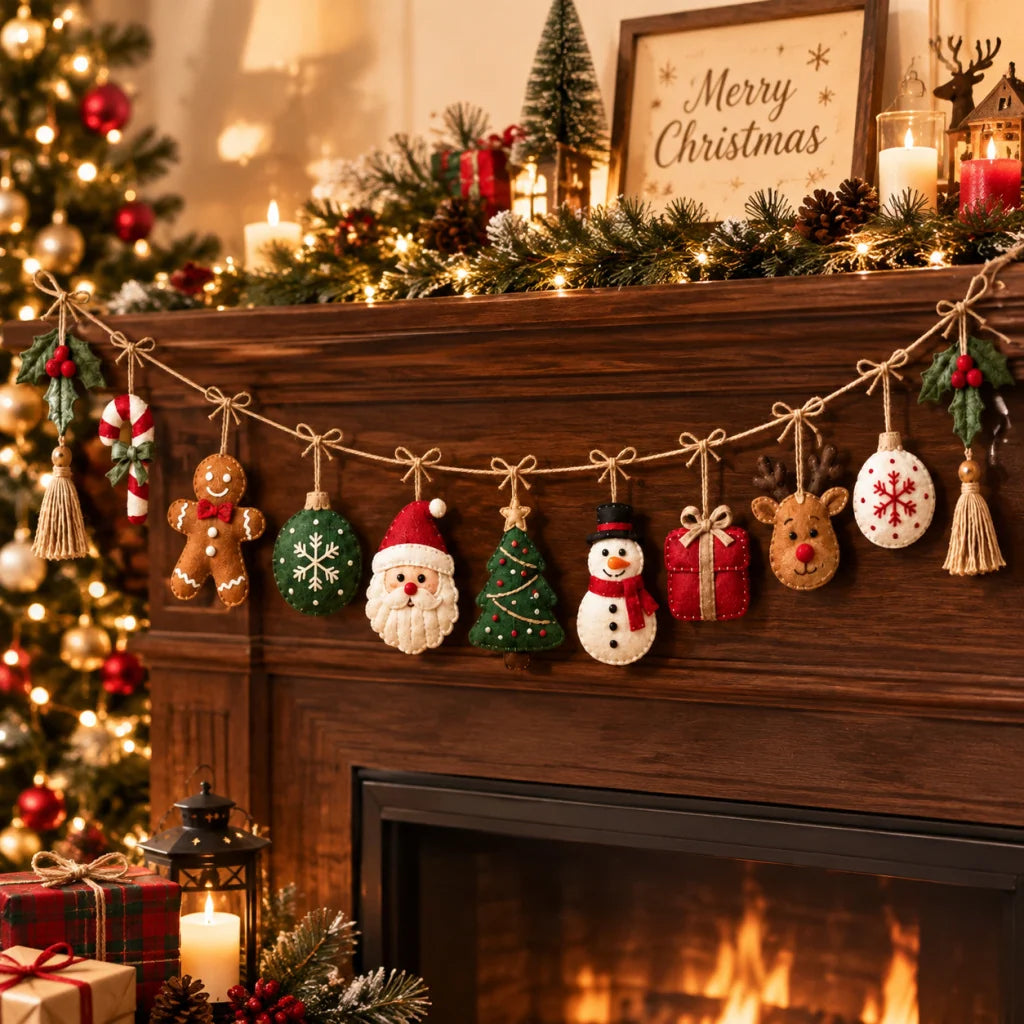 Christmas Garland Handmade Felt Reusable@endsection