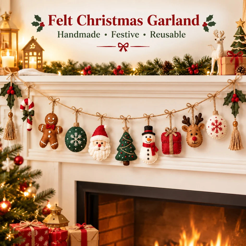 Christmas Garland Handmade Felt Reusable@endsection