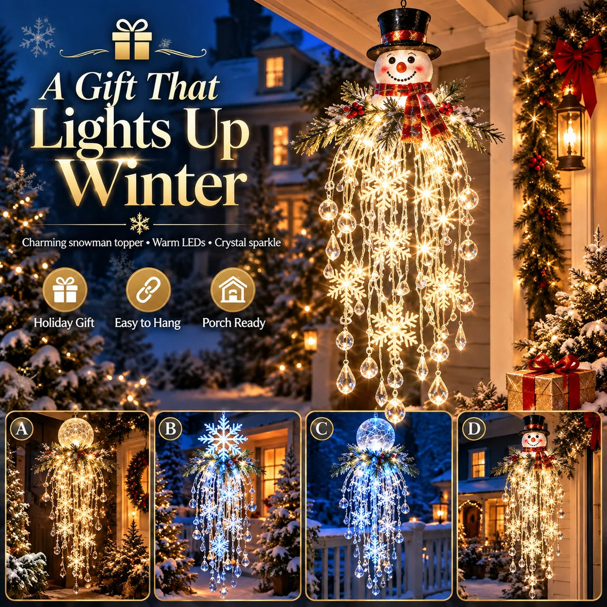 Christmas Hanging Lights Cascading LED Remote-Controlled