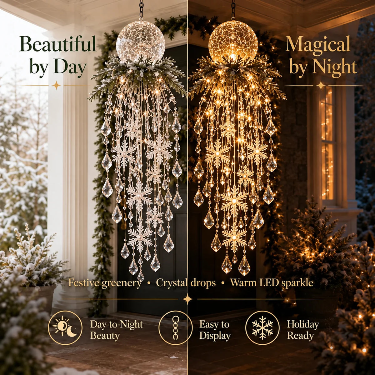 Christmas Hanging Lights Cascading LED Remote-Controlled