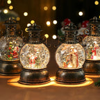 Christmas Lantern Glass Dome Winter Scene Battery-Operated LED