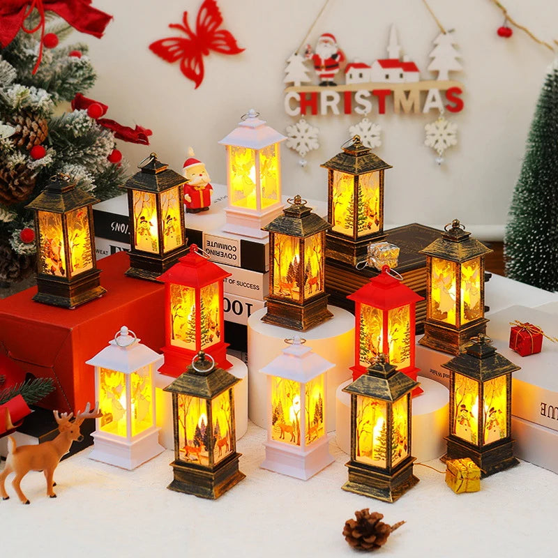 Christmas Lantern LED Moving Santa Motif