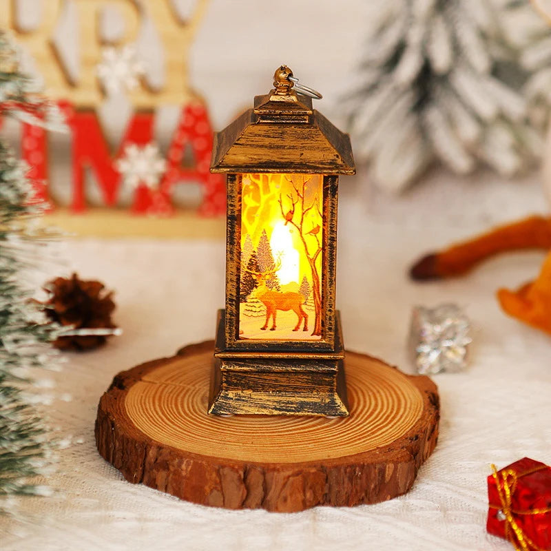 Christmas Lantern LED Moving Santa Motif