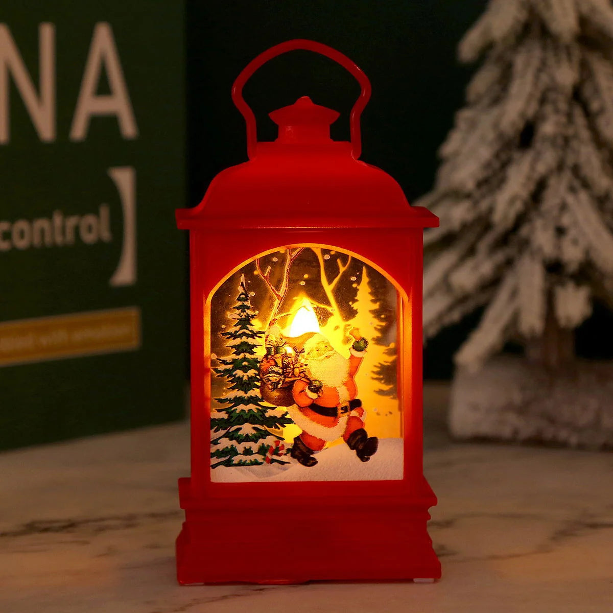 Christmas Lantern LED Moving Santa Motif