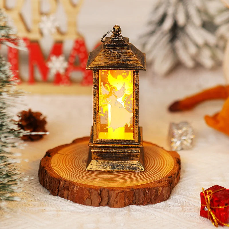 Christmas Lantern LED Moving Santa Motif