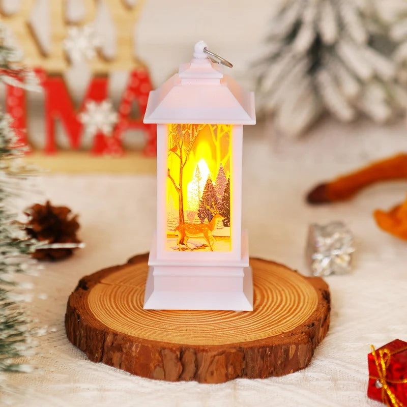 Christmas Lantern LED Moving Santa Motif