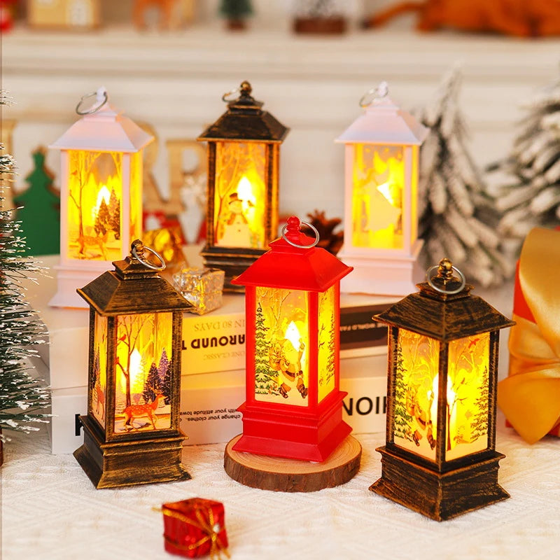 Christmas Lantern LED Moving Santa Motif