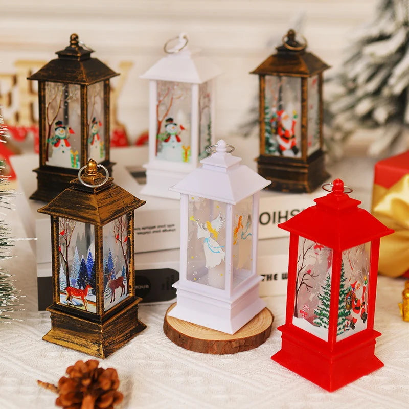 Christmas Lantern LED Moving Santa Motif