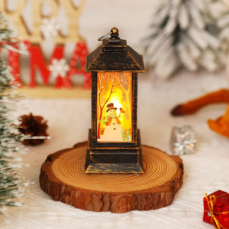 Christmas Lantern LED Moving Santa Motif