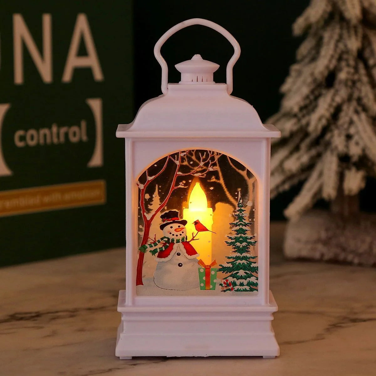 Christmas Lantern LED Moving Santa Motif