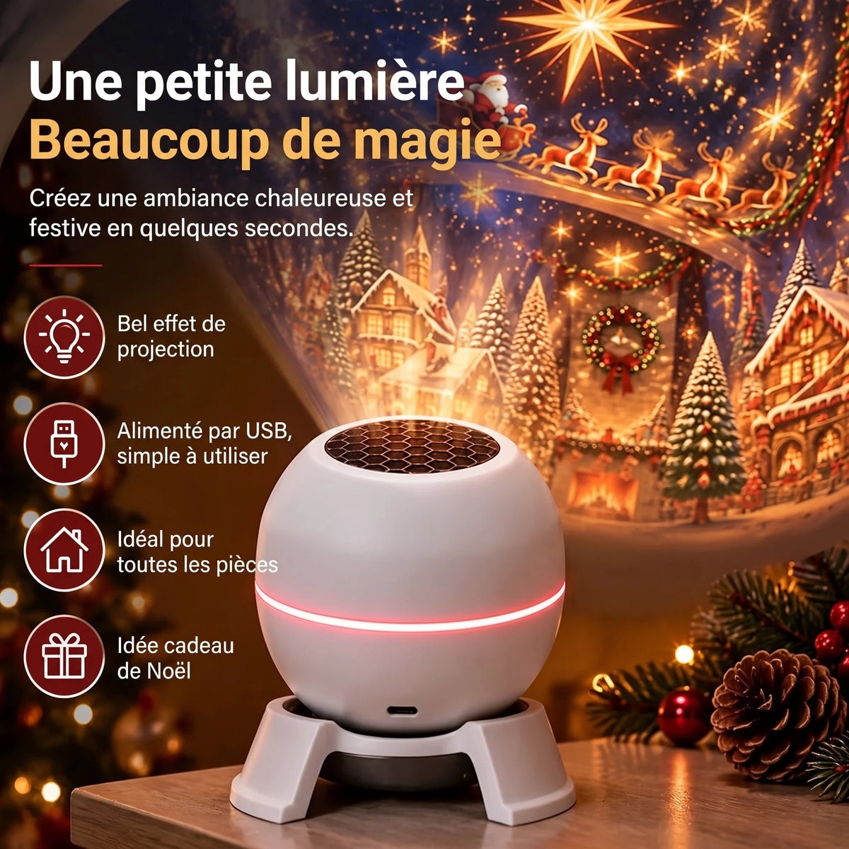Christmas Light Projector Animated Patterns USB Powered Indoor Use