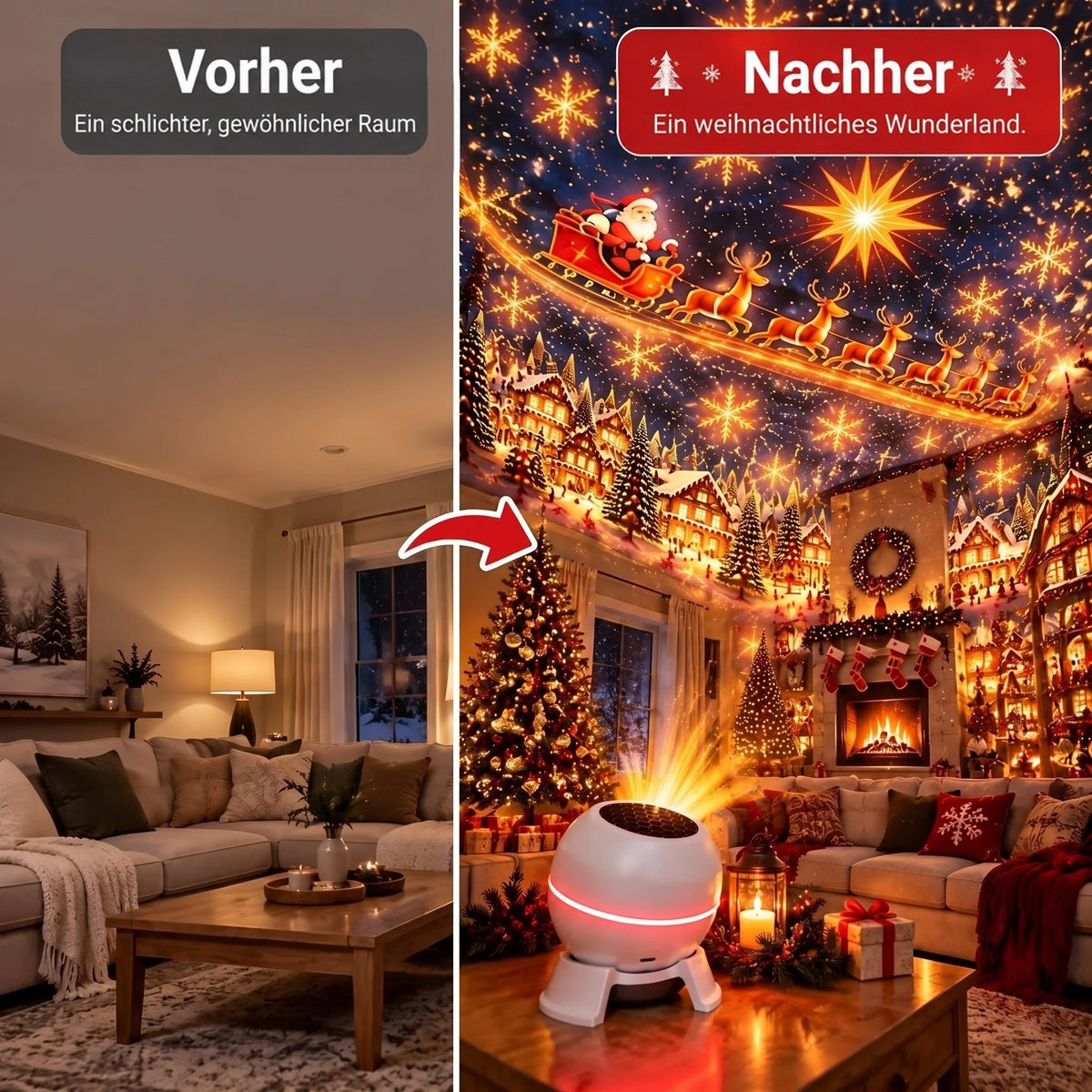 Christmas Light Projector Animated Patterns USB Powered Indoor Use